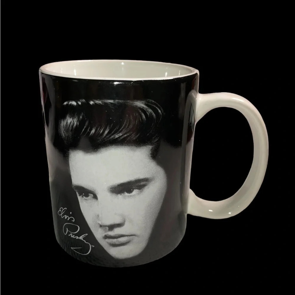 Elvis Presley Coffee Mug with Young Elvis Silver Buffalo LLC Black White Cup - Picture 5 of 5